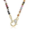image:imageRossSimons 4000 ct tw Multicolored Tourmaline Bead and 10 ct tw Diamond CharmCompatible Lobster Clasp Necklace in 18kt Gold Over Sterlingtourmalinee
