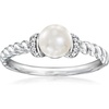 image:imageRossSimons 556mm Cultured Pearl Ring With Diamonds in Sterling Silver