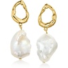image:imageRossSimons 715mm Cultured Baroque Pearl Drop Earrings in 18kt Gold Over Sterling