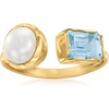 image:imageRossSimons 885mm Cultured Pearl and 170 Carat Sky Blue Topaz Toi Et Moi Ring in 18kt Gold Over Sterling