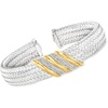 image:imageRossSimons Charles Garnier Flourish 60 ct tw CZ Striped Cuff Bracelet in Sterling Silver With 18kt Gold Over Sterling 75 inches