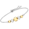 image:imageRossSimons Italian 358mm Sterling Silver and 18kt Gold Over Sterling Graduated Bead Bolo Bracelet