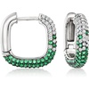 image:imageRossSimons Italian 80 ct tw Simulated Emerald and 40 ct tw CZ Square Hoop Earrings in Sterling Silver