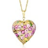 image:imageRossSimons Italian Multicolored Murano Glass Rose Heart Adjustable Pendant Necklace in 18kt Gold Over Sterling