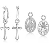 image:imageRossSimons Italian Sterling Silver Jewelry Set Hoop Earrings and 2 Pairs Of Interchangeable Religious Drops