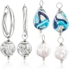 image:imageRossSimons Italian Sterling Silver Jewelry Set Hoop Earrings and 3 Pairs Of Interchangeable Drops