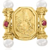image:imageRossSimons Italian Tagliamonte 555mm Cultured Pearl and 40 ct tw Ruby EtruscanStyle Ring in 18kt Gold Over Sterling