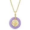 image:imageRossSimons Lavender Jade Good Fortune Circle Pendant Necklace in 18kt Gold Over Sterling