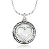 image:imageRossSimons MotherOfPearl Heart Overlay Necklace in Sterling SilverWhite