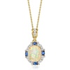 image:imageRossSimons Opal and 10 ct tw Sapphire Pendant Necklace With 11 ct tw Diamonds in 14k Yellow Gold 18 inches