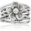 image:imageRossSimons Sterling Silver MultiRow Flower RingNo Gemstone