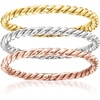 image:imageRossSimons Sterling Silver and 18kt 2Tone Gold Over Sterling Jewelry Set 3 Roped RingsNo Gemstone