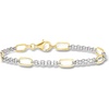 image:imageRossSimons Sterling Silver and 18kt Gold Over Sterling Cable and Paper Clip Link Station Braceletno gemstone