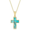 image:imageRossSimons Turquoise Cross Pendant Necklace in 18kt Gold Over Sterling 18 inches