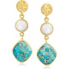 image:imageRossSimons Turquoise and 7mm Cultured Pearl Drop Earrings in 18kt Gold Over Sterling