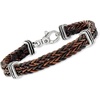 image:imageZina Sterling Silver Mens Braided Brown Leather Bracelet 85 inches