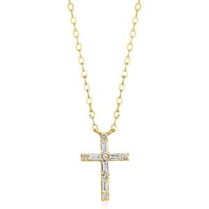 image:imagePure Collection by RossSimons 013 ct tw LabGrown Diamond Cross Necklace in 14kt Yellow Gold 16 inches