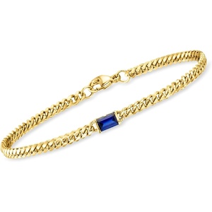 image:imagePure Collection by RossSimons 030 Carat LabGrown Sapphire CurbLink Bracelet in 18kt Gold Over SterlingCreated Sapphire
