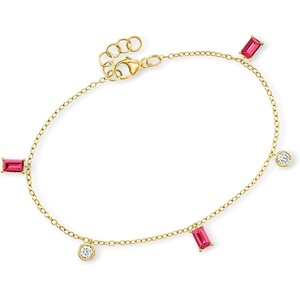 image:imagePure Collection by RossSimons 090 ct tw LabGrown Ruby and 20 ct tw LabGrown Diamond Station Bracelet in 18kt Gold Vermeil65 Inches