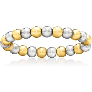image:imagePure Collection by RossSimons 3mm Sterling Silver and 14kt Yellow Gold Bead Stretch RingNo Gemstone