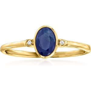 image:imagePure Collection by RossSimons Gemstone and DiamondAccented Ring in 14kt Yellow GoldSapphire