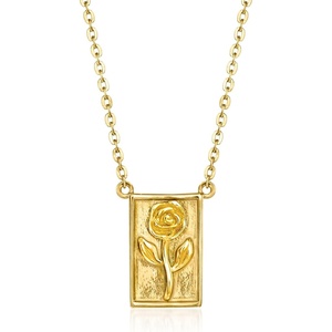 image:imagePure Collection by RossSimons Italian 10kt Yellow Gold Framed Rose NecklaceNo Gemstone