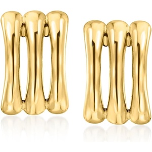 image:imagePure Collection by RossSimons Italian 10kt Yellow Gold Petite 3Row Curved Hoop Earrings