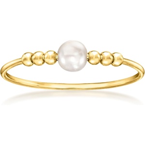 image:imagePure Collection by RossSimons Italian 354mm Cultured Pearl and Bead Ring in 14kt Yellow Gold