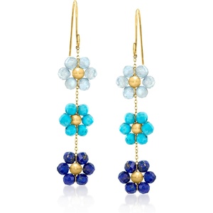 image:imagePure Collection by RossSimons MultiGemstone Bead Flower Drop Earrings in 14kt Yellow Gold