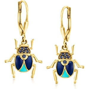 image:imageRossSimons 010 ct tw Sapphire Insect Drop Earrings With Tonal Blue Enamel in 18kt Gold Over Sterling