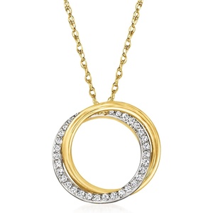 image:imageRossSimons 020 ct tw Diamond Interlocking DoubleCircle Necklace in 14kt Yellow GoldDiamond