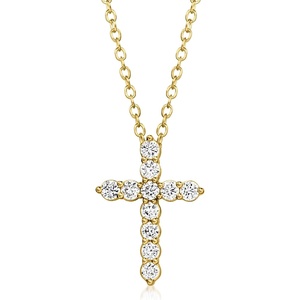 image:imageRossSimons 025 ct tw LabGrown Diamond Cross Pendant Necklace in 18kt Gold Over SterlingDiamond