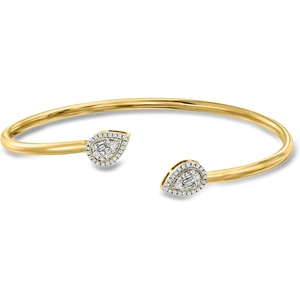 image:imageRossSimons 033 ct tw Diamond PearShaped Halo Cuff Bracelet in 14kt Yellow GoldDiamond