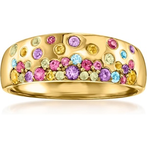 image:imageRossSimons 045 ct tw Scattered MultiGemstone Ring in 18kt Gold Over SterlingAmethyst