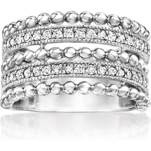 image:imageRossSimons 050 ct tw Diamond Beaded MultiRow Ring in Sterling SilverDiamond