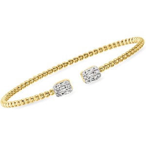 image:imageRossSimons 050 ct tw Diamond and 18kt Gold Over Sterling Bead Cuff BraceletDiamond