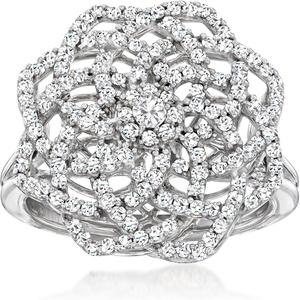 image:imageRossSimons 075 ct tw Diamond Spiral Flower Ring in 14kt White GoldDiamond