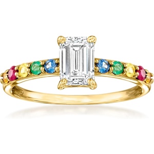 image:imageRossSimons 100 Carat LabGrown Diamond Ring With 37 ct tw Rubies Emeralds and Multicolored Sapphires in 14kt Yellow GoldDiamond