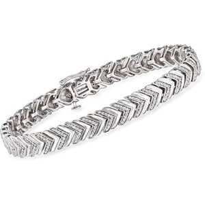 image:imageRossSimons 100 ct tw Diamond ChevronLink Bracelet in Sterling Silver 7 inches