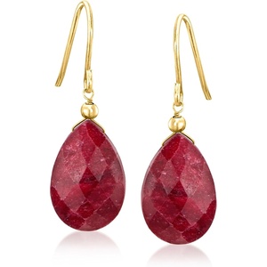 image:imageRossSimons 1000 ct tw Ruby Drop Earrings in 10kt Yellow Gold