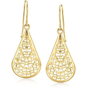 image:imageRossSimons 10kt Yellow Gold Filigree Teardrop Earrings