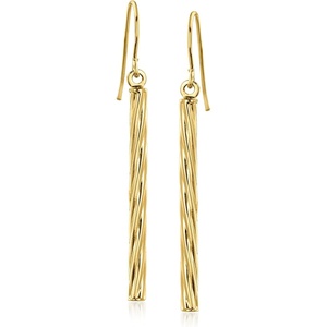 image:imageRossSimons 10kt Yellow Gold Twisted Linear Bar Drop Earrings