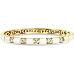 image:imageRossSimons 110 ct tw LabGrown Diamond and White Enamel Bangle Bracelet in 18kt Gold Over SterlingDiamond