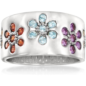 image:imageRossSimons 120 ct tw MultiGem Flower Ring in Sterling SilverAmethyst