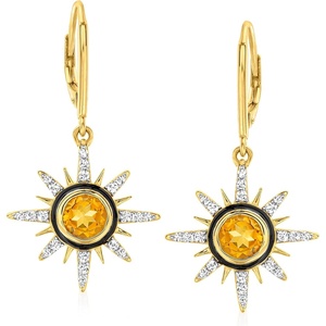 image:imageRossSimons 140 ct tw Citrine and 60 ct tw White Topaz Sun Drop Earrings in 18kt Gold Over Sterling