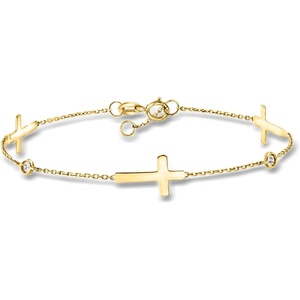 image:imageRossSimons 14kt Yellow Gold Cross Station Bracelet With DiamondsDiamond