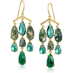image:imageRossSimons 14kt Yellow GoldPlated Chandelier Earrings With Natural and Simulated Gemstones