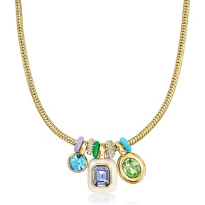 image:imageRossSimons 14kt Yellow GoldPlated Charm Necklace With Enamel and Simulated Multicolored Gemstones 18 inches