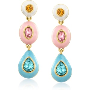 image:imageRossSimons 14kt Yellow GoldPlated Drop Earrings With Simulated Multicolored Gemstones and Enamel