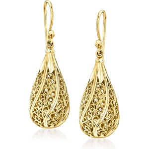 image:imageRossSimons 14kt Yellow GoldPlated Filigree Teardrop Earrings